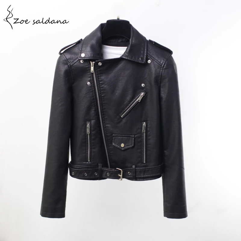 Zoe Saldana 2019 Spring Autumn Women's Short Washed PU