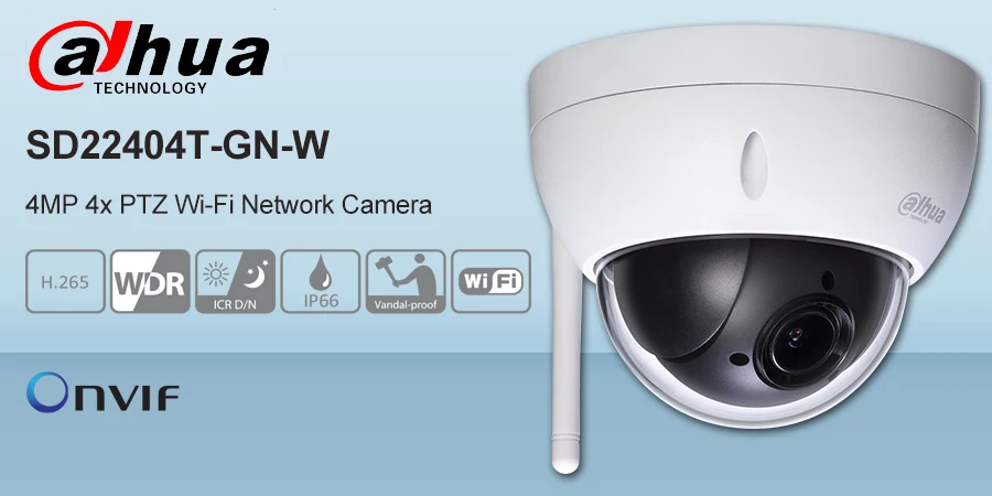 Dahua английская версия DH-SD22404T-GN-W wifi IP 4MP HD Сеть мини PTZ купол 4x оптический зум wifi камера