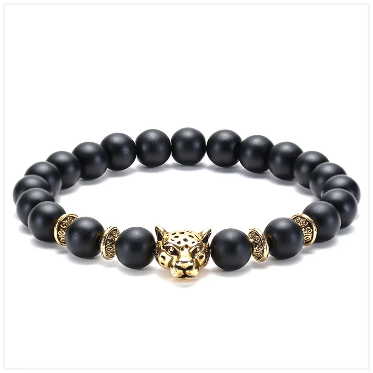 Черный матовый камень лев Сова Будда браслет Pulseira мужские ювелирные изделия браслеты для женщин талисманы подарки Feminina Bileklik