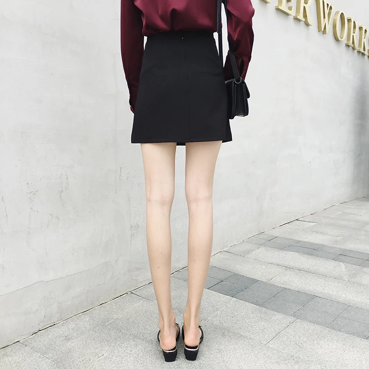 Qooth юбки женские Harajuku девчачьи юбки ассиметричные черные юбки Saia школьные студенческие Faldas осень новая короткая юбка QH1464