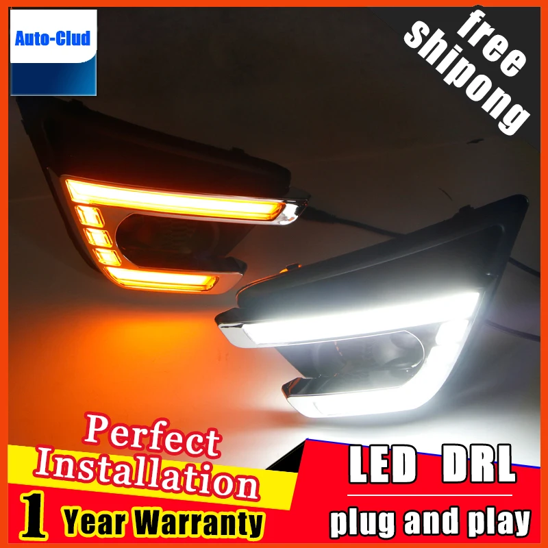 

Yellow Turn Signal Style Relay Car DRL 12V LED Daytime Running Light Daylight with fog lamp hole For Mazda CX-5 CX5 2012 - 2016