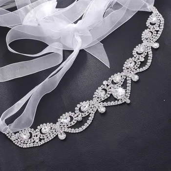 

DIY Crystal Applique Waistband Women Belt Party Dress Sash Sewing Sparkle Ribbon Waist Strap Rhinestone Accessories BT-24