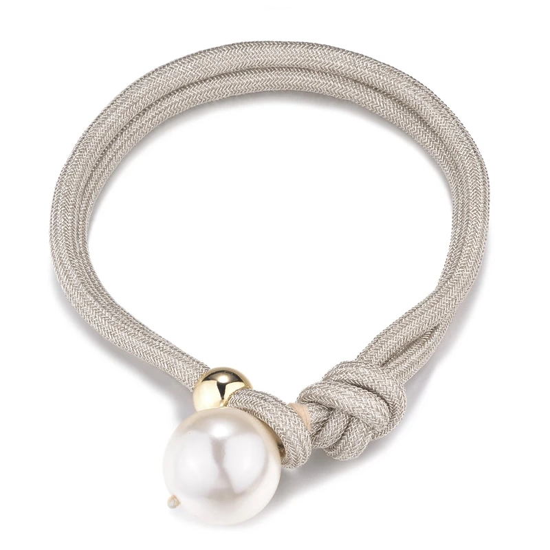 

DANZE Big Fashion Simulated Pearl Necklace For Women Gothic Bling Gauze Rope Pearl Ball Pendant Women Choker Statement Jewelry