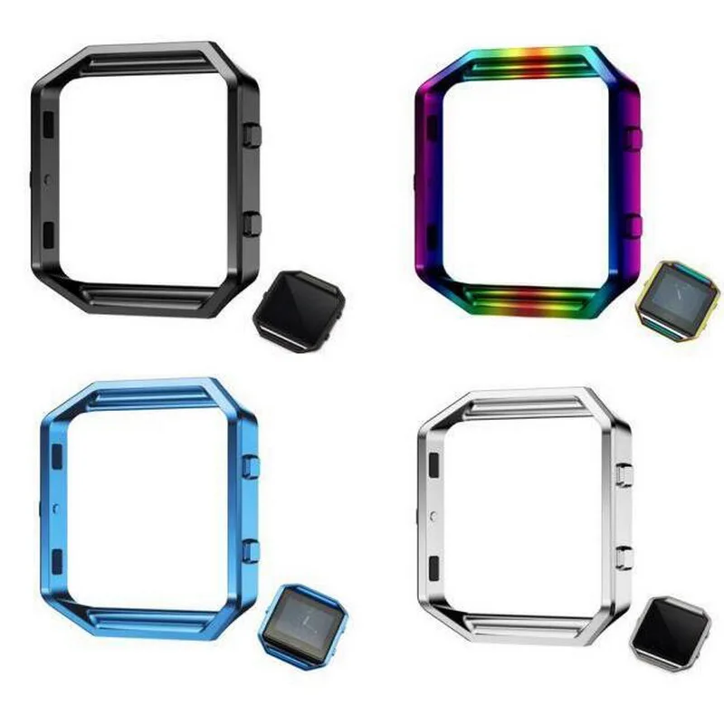 

New Stainless Steel Metal Frame Holder Shell Case For Fitbit Blaze Smart Watch Newest 8 Colors Rose Gold Black Silver Blue