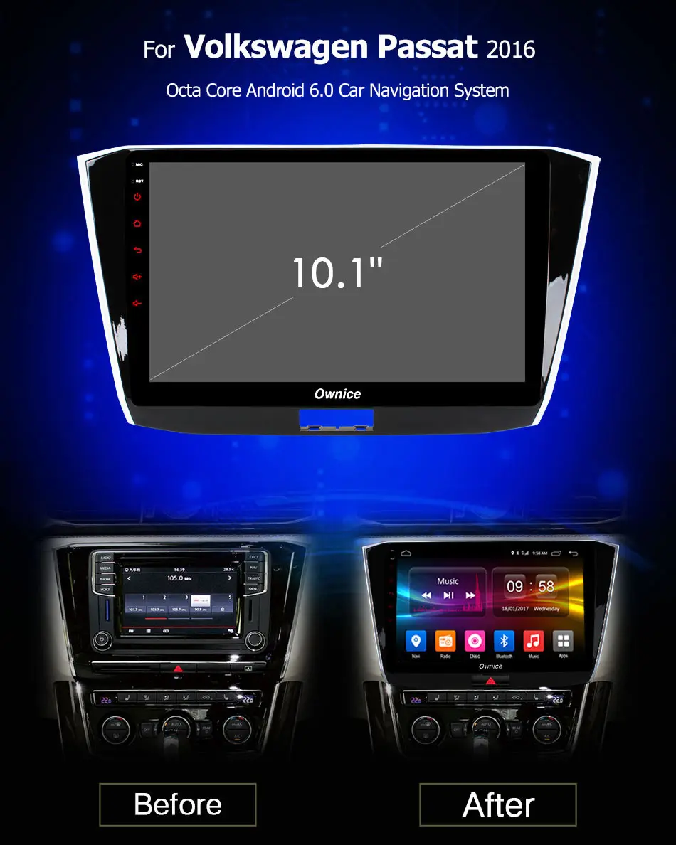 Excellent Android 8.1 2GB RAM 8Core 4G SIM LTE CAR DVD Player GPS Map Bluetooth 4.0 RDS Radio Wifi camera tv TPMSfor VW Passat 2016 0