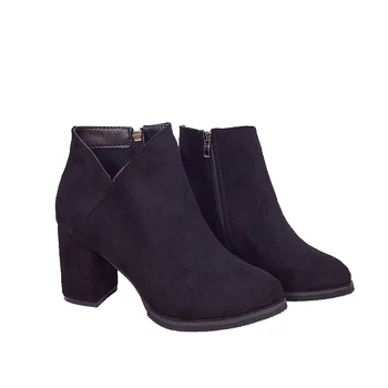 

Women boots old line shoes high heels students shoes fashion zipper pointed toe casual ladies shoes zapatos de mujer women boots