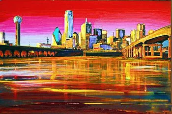 

Modern handmade painting city landscape on oil canvas for living room decor and wallpaper, gallery