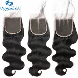 Сапфировые волосы перуанский средства ухода за кожей волна человеческие волосы синтетическое закрытие шнурка волос 4*4 натуральный цвет