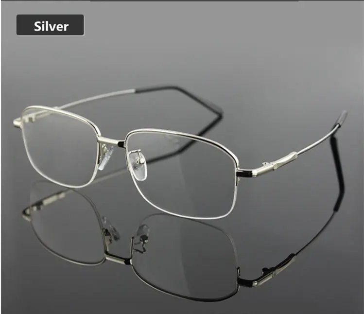 UVLAIK титановые очки с эффектом памяти, оправа из полусплава, оптические очки, оправа для мужчин и женщин, ретро очки с полуоправой, оправы по рецепту - Цвет оправы: SILVER