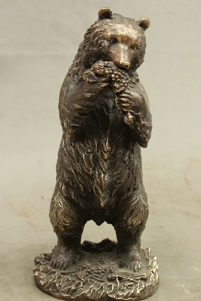 

wholesale factory China Chinese Bronze Copper Wealth Animals Stand Bear Millet Statue Sculpture