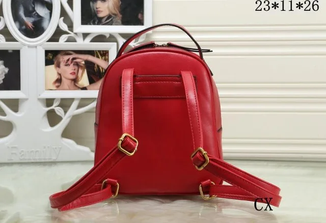 Модный классический женский рюкзак сумка - Цвет: Красный
