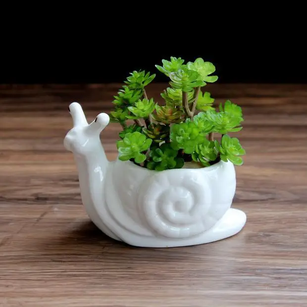 Европейский Креативный цветочный горшок для суккулентных растений, белый керамический цветочный горшок для помещений, дышащий Креативный милый цветочный горшок в виде улитки