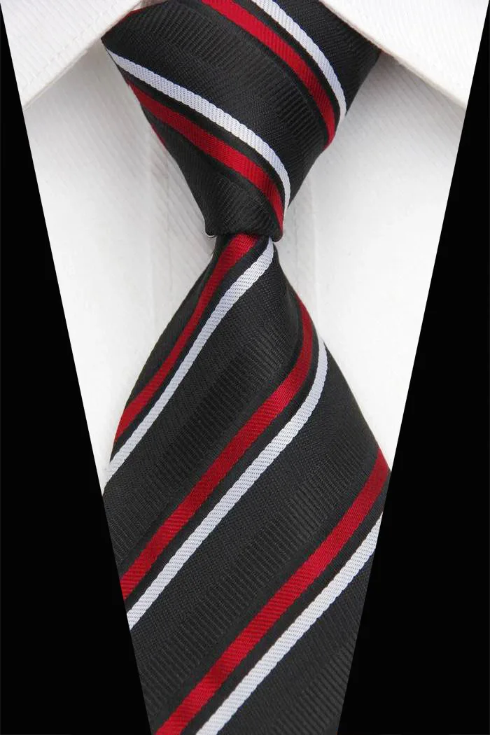 NT0490 Wholesale Leisure Black White Red Striped Men Necktie Luxury