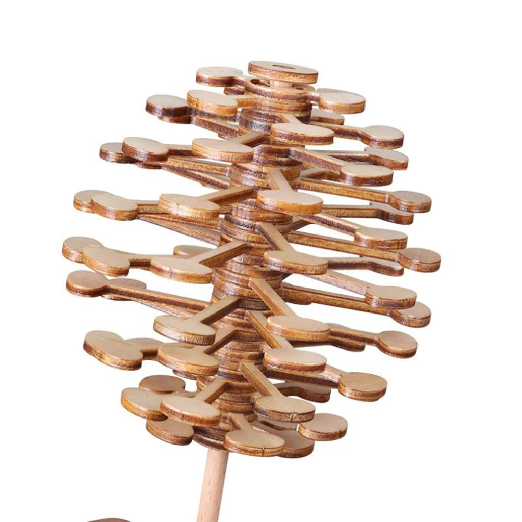 Wooden Rotating Lollipop Sensory Visual Relaxation Desk Toy Novelty & Gag Toys for Kids Adults, 24.5cm