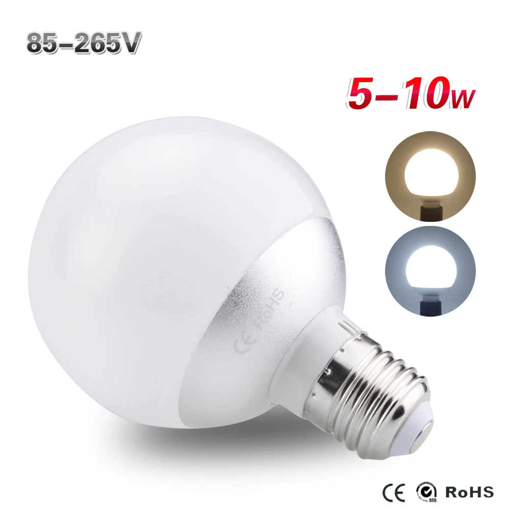 No Flicker E27 LED Lampada Bubble Ball Bulb AC 85 265V 360 Degree