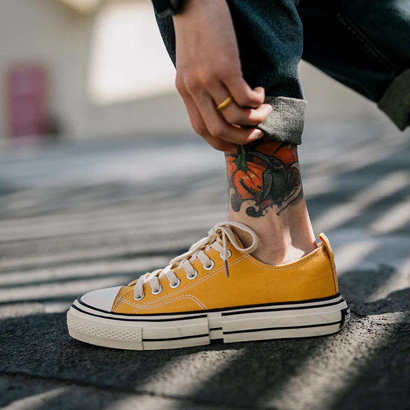 Унисекс; обувь для влюбленных; Карамельный цвет Для женщин Оранжевый Мужская парусиновая обувь желтый кроссовки с модным дизайном в стиле хип-хоп для обуви новая весенняя одежда