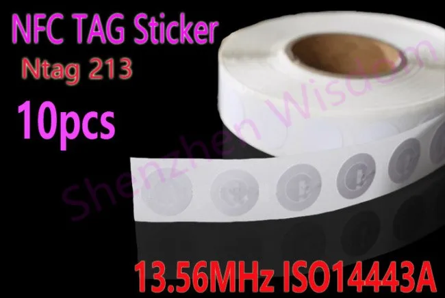 

10pcs NTAG 213 NFC Tags 144 bytes Rewritable Ntag213 Sticker 13.56MHz ISO14443A 25mm All NFC Phone Available Adhesive Labels