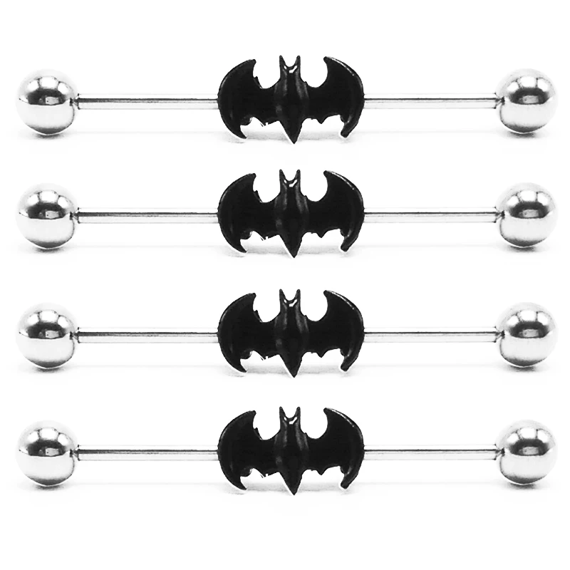 

316L Stainless Steel Industrial Piercing Barbell Batman Ear Cartilage Piercing Earrings Gothic Punk Rock Piercing Body Jewelry