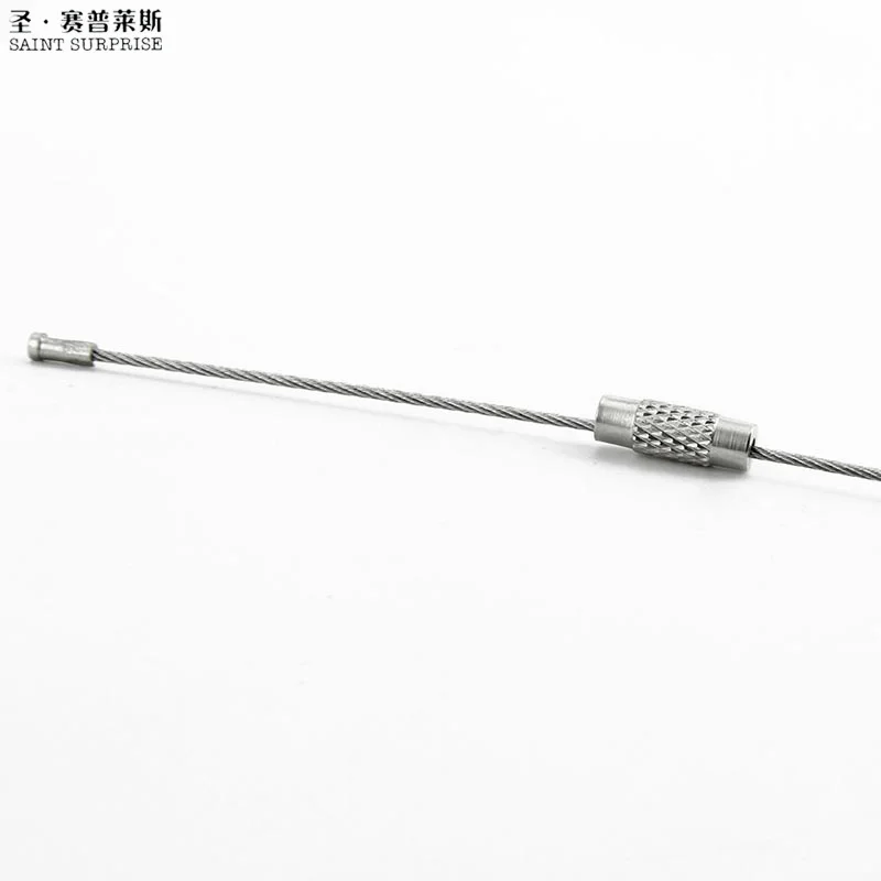 10Pcs Screw Locking Stainless Steel Wire Keychain Cable Rope Key Holder Keyring Key Chain Rings Cable Outdoor Hiking Keychains (5)