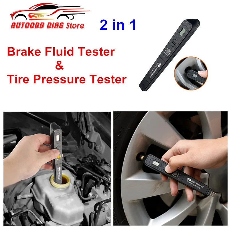 

Universal Brake Fluid Tester Tire Pressure Test TPMS 2 in 1 Vehicle Accurate Oil Quality Check Pen Automotive Testing Tool