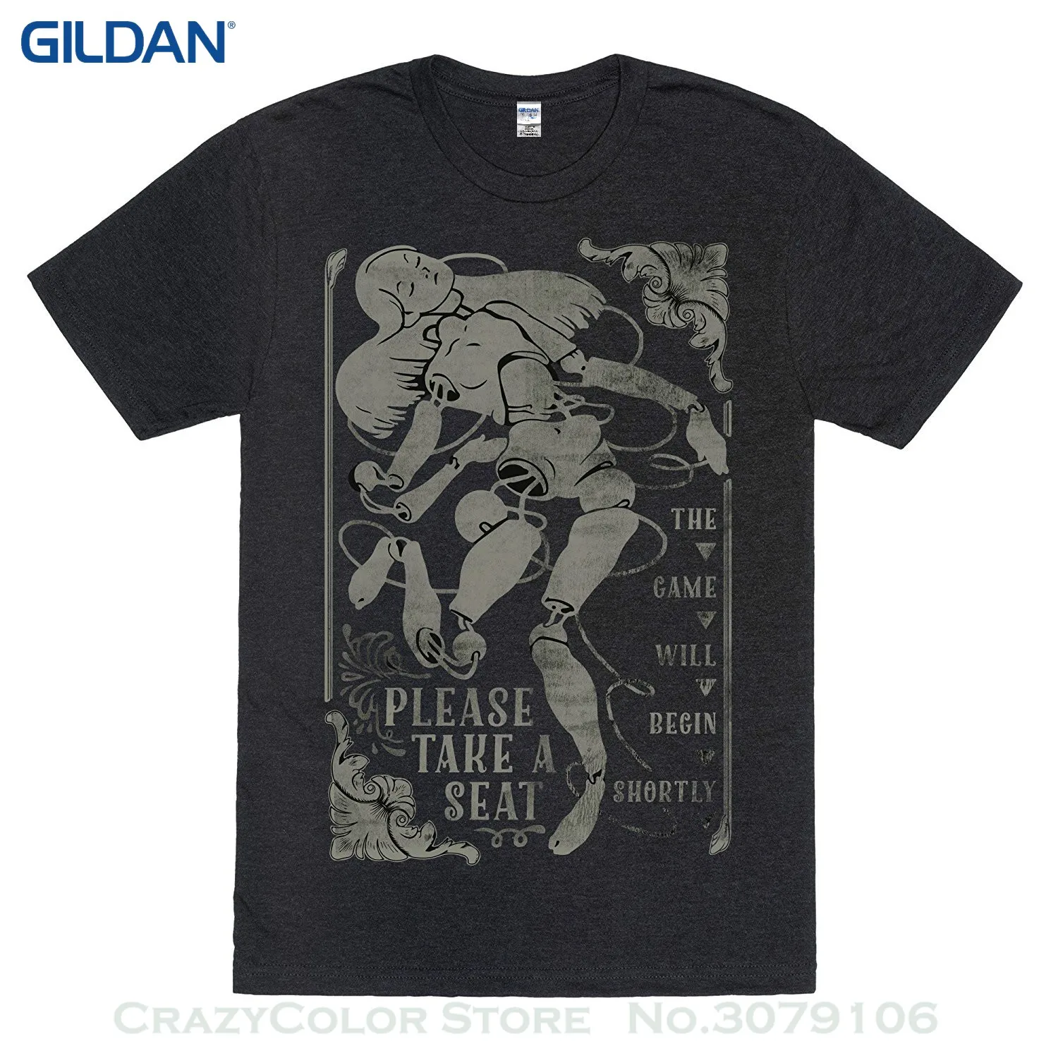 

100% Cotton Death Parade Doll Heathered Black Men's Heathered Print Mens summer winter O-neck T shirt coat clothes tops