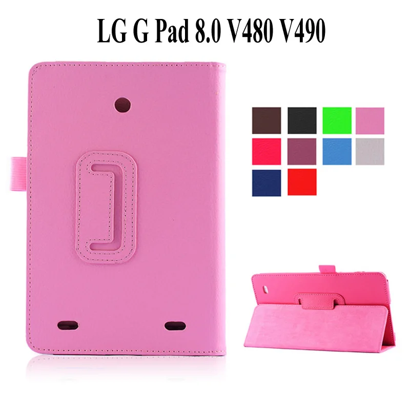 

Litchi pattern PU Stand Leather Case For LG G Pad 8.0 V480 V490 Protective Back Cover for LG G Pad V480 8.0 inch Case+film+pen