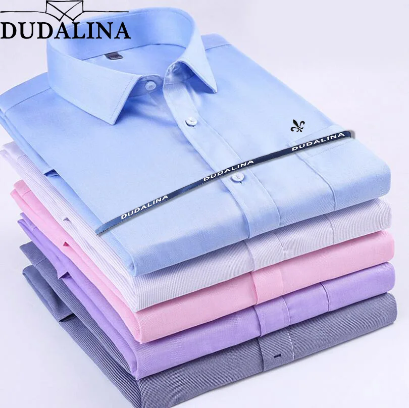 Dudalina, мужские рубашки, Social,, брендовая, весенняя, формальная, не железная, рубашка, солидная, с длинным рукавом, Бизнес Стиль, мужские рубашки