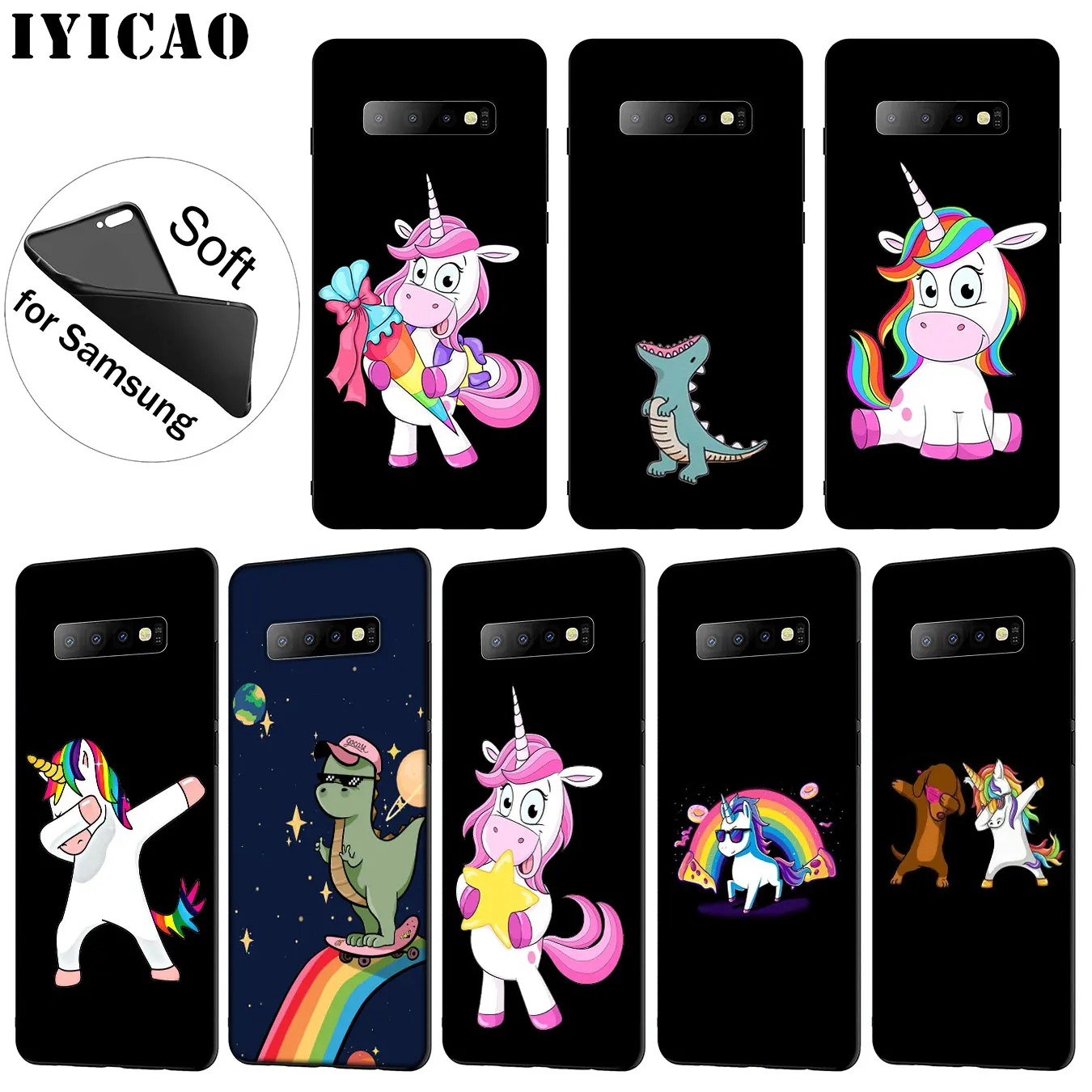Мягкий силиконовый чехол для телефона IYICAO Dinosaur Unicorn Для Samsung Galaxy S20 Ultra S10 Lite S9 S8 Plus S6