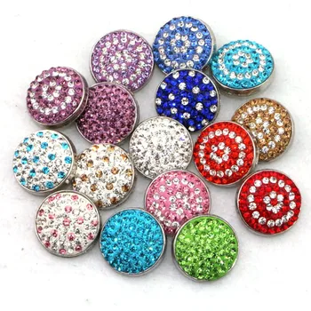

Factory wholesale 100pcs/lot Mix 16colors High Quality Silver Rhinestone Metal Snap Buttons Charms Fit Diy Snap Bracelet