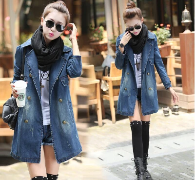 Autumn and winter korean loose casual women cowboy coat
