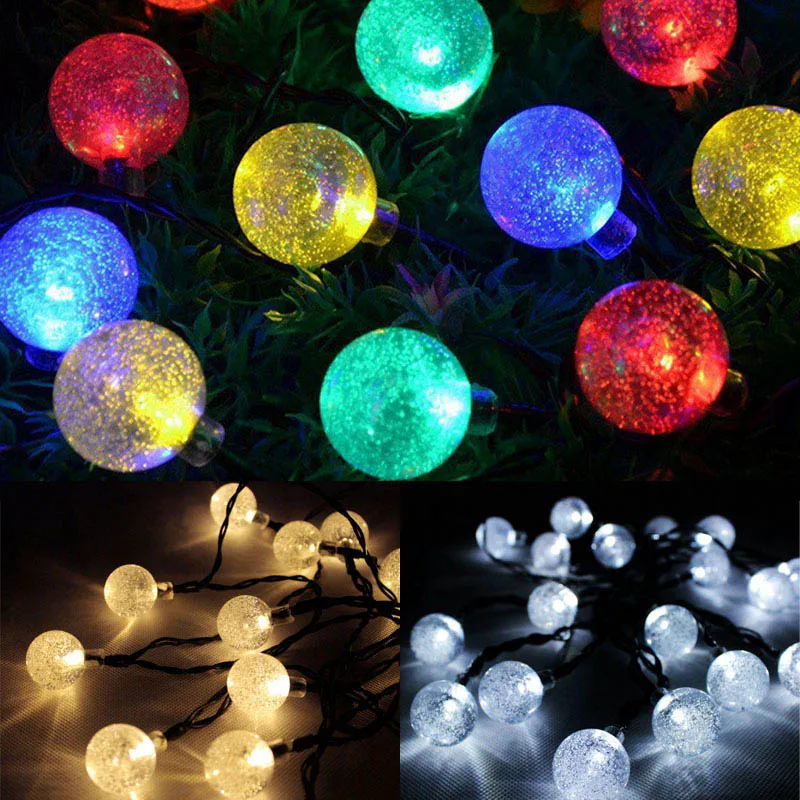 

New 20 LED Light Solar Garden Decorative Powered Fairy Bubble Ball String Light Outdoor for Christmas Festival Party Lamp HR