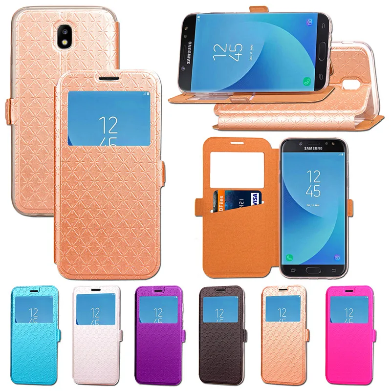 

For Samsung J3 2017 Case View Vindow Wallet Flip Leather Case Cover for Samsung J3 J5 J7 2017 J530 J330 J730 SM-J330F SM-J530F