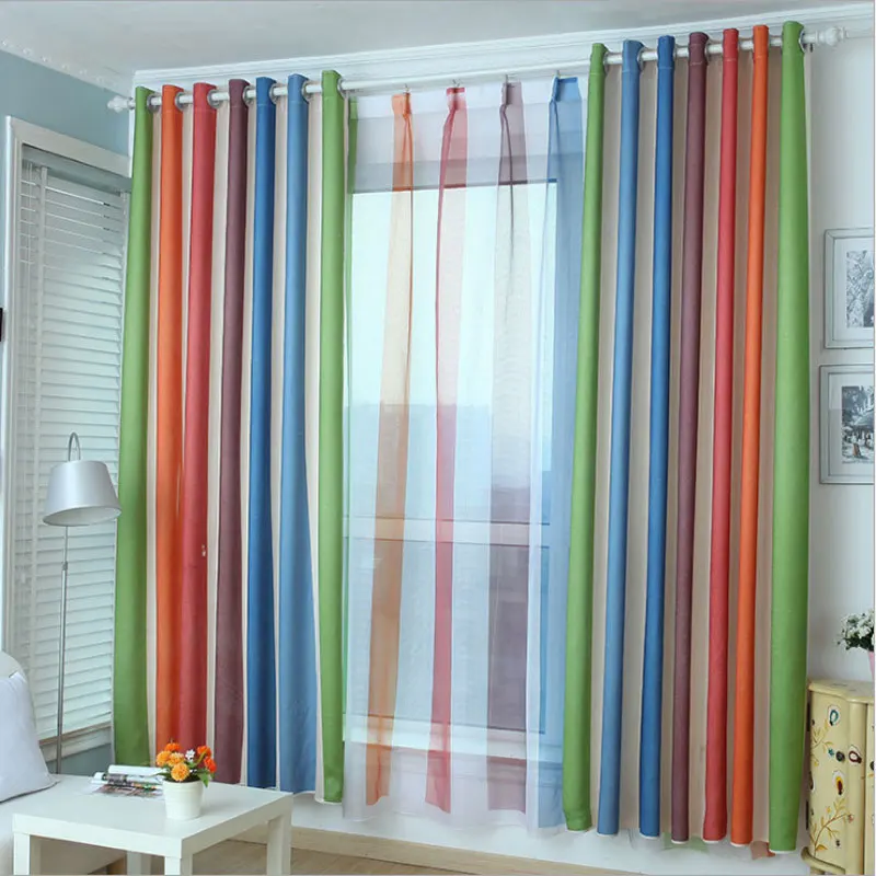 

European Style Color Blackout Bars Jacquard Curtains for Bedroom Stripe Curtains Sets in the Nursery Drapery Window 0133