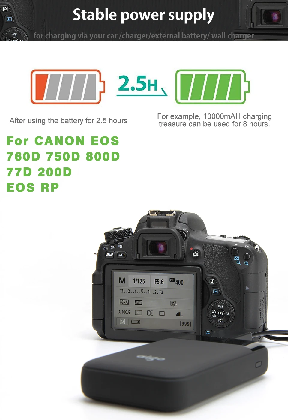 ACK-E18 DR-E18 Мощность адаптер USB кабель LP-E17 манекен Батарея для цифровой однообъективной зеркальной камеры Canon EOS 750D 760D 77D 800D 200D Rebel SL2 поцелуй X8i T6i T6S