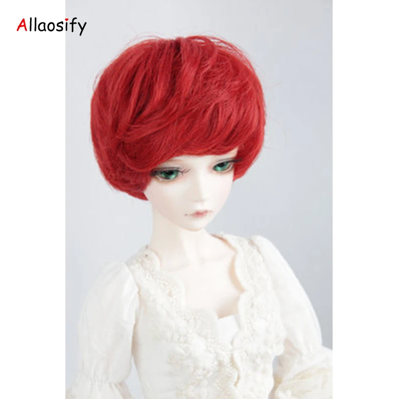 

BJD Wig for 1/3 1/4 1/6 High Temperature Fiber boy short curly hair for Dolls doll wig White gray orange black free shipping