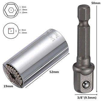 

2 in 1 Universal Ratchet Socket Wrench Spanner 7-19mm + Power Drill Adapter Tool