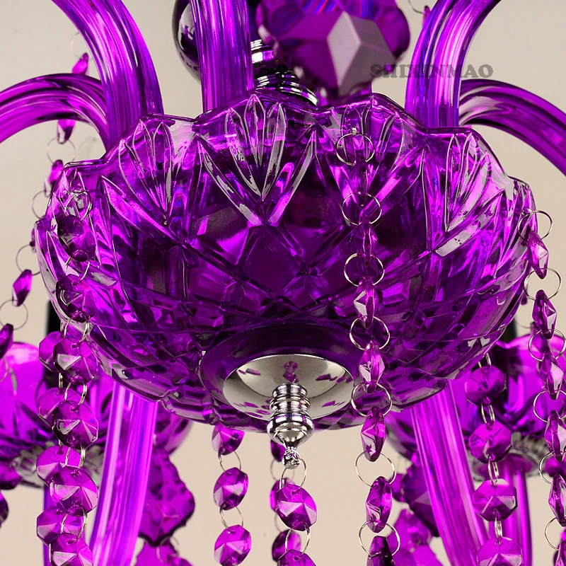 Заводские Роскошные фиолетовые хрустальные люстры в европейском стиле для гостиной, украшения для гостиной, столовой/спальни/гостиной