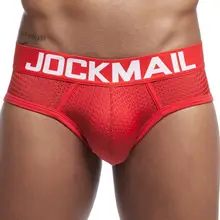 Jockmail malha dos homens bikini cueca gay sexy homens string bikini briefs cuecas calzoncillos hombre deslizamento sólido calcinha masculina
