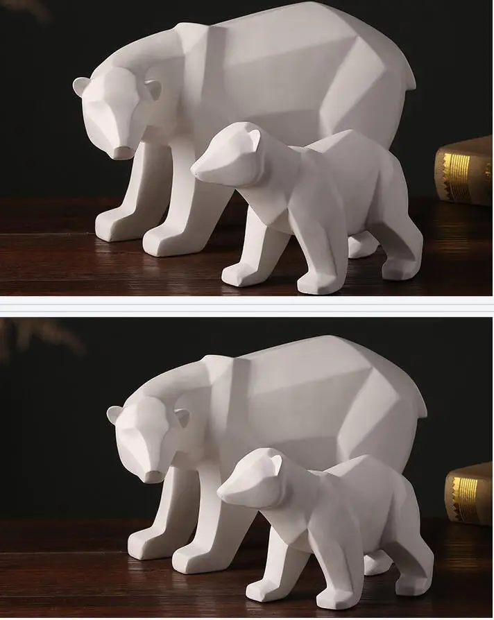 Простые белые абстрактные геометрические скульптуры белого медведя, современные украшения для дома, подарок, ремесла, декоративная статуя
