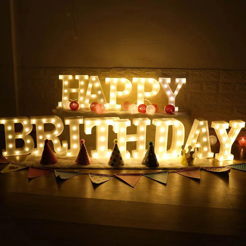 

3D LED Marquee Sign Alphabet Light 26 White LED Letter Indoor Wall Hanging Night Light Wedding Birthday Party Holiday Decor
