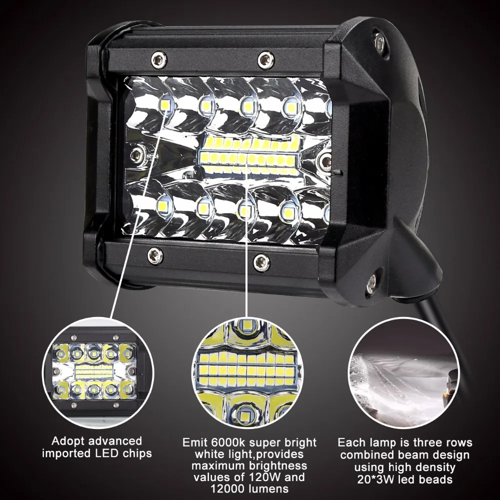2 шт. " светодиодный свет бар 12 В 24 авто фары автомобиля дальнего 60 Вт 36 18 27 для внедорожных грузовик rampe 4x4 внедорожник трактор