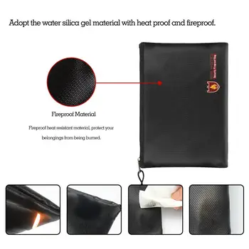 

Fireproof Money Document File Passport Bag Water Resistant Safe Storage Case