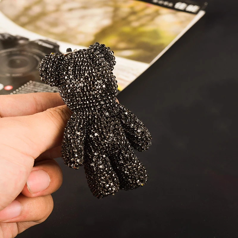 Милый ручной работы DIY мультяшный медведь брелок для ключей со стразами кристалл