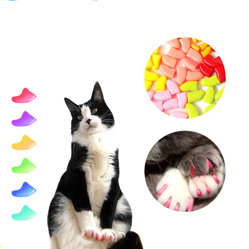 20pcs Soft Pet Cat Dog Nail Cover Silica Nail Protector Pet Puppy Small