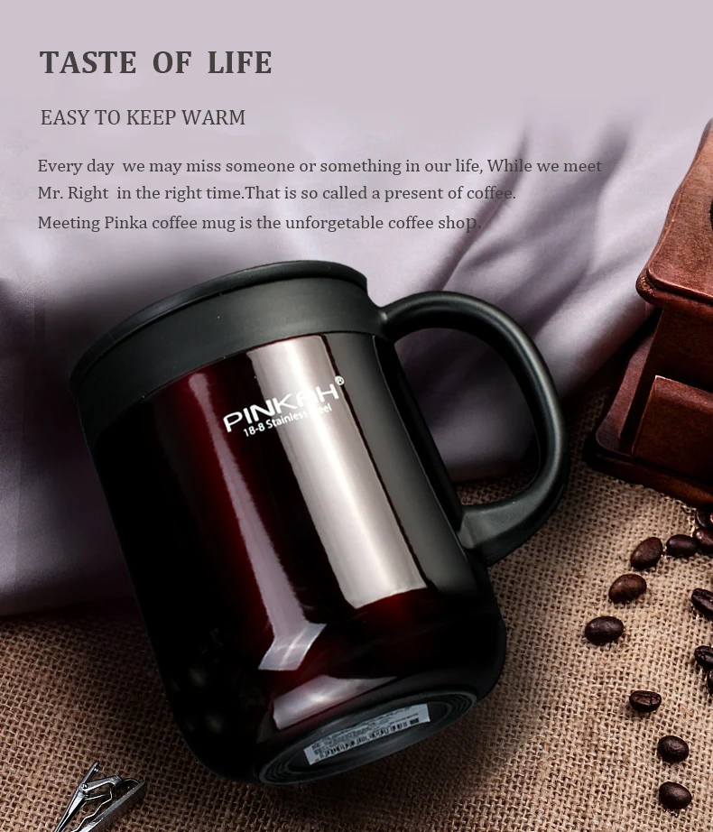 Pinkah Double Wall Stainless Steel Vacuum Flasks 350ml&460ml Thermos Cup Office Cup With Handle Insulated Tea mug thermos bottle (3)