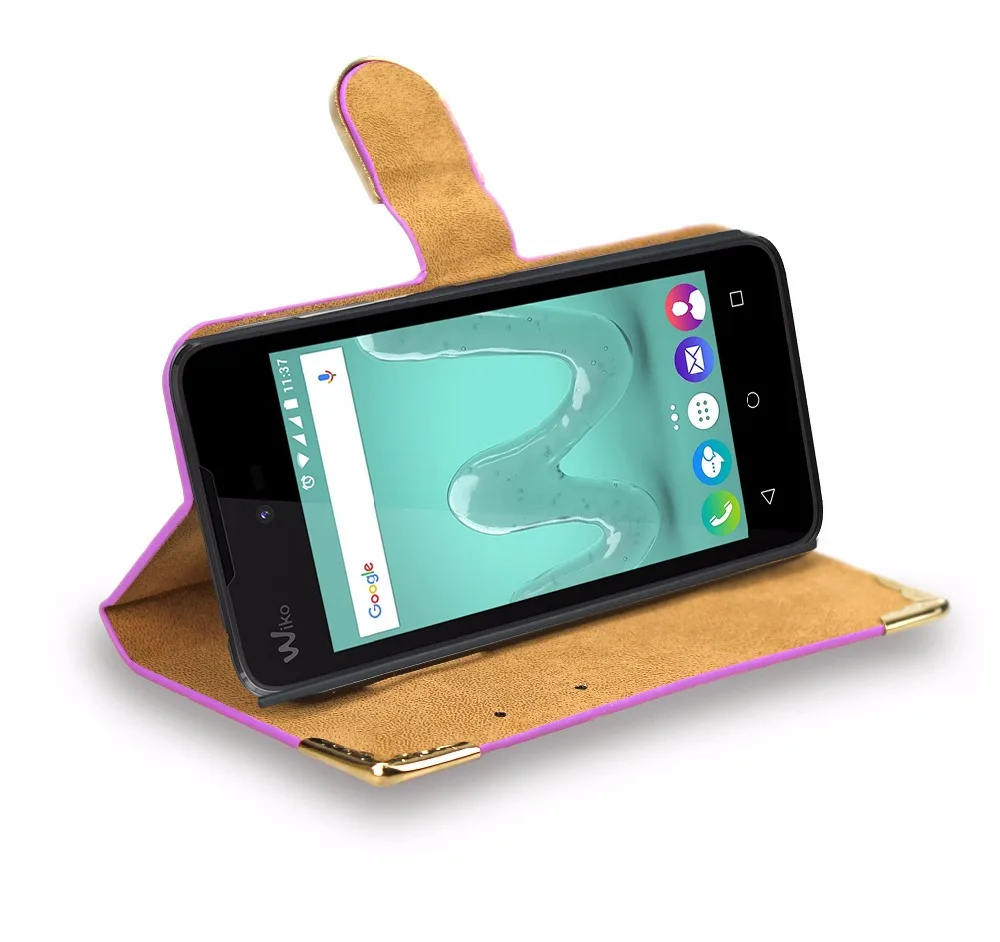 Блестящий чехол для Wiko Sunny / Sunset 2 кожаный кошелек с бриллиантами подставка