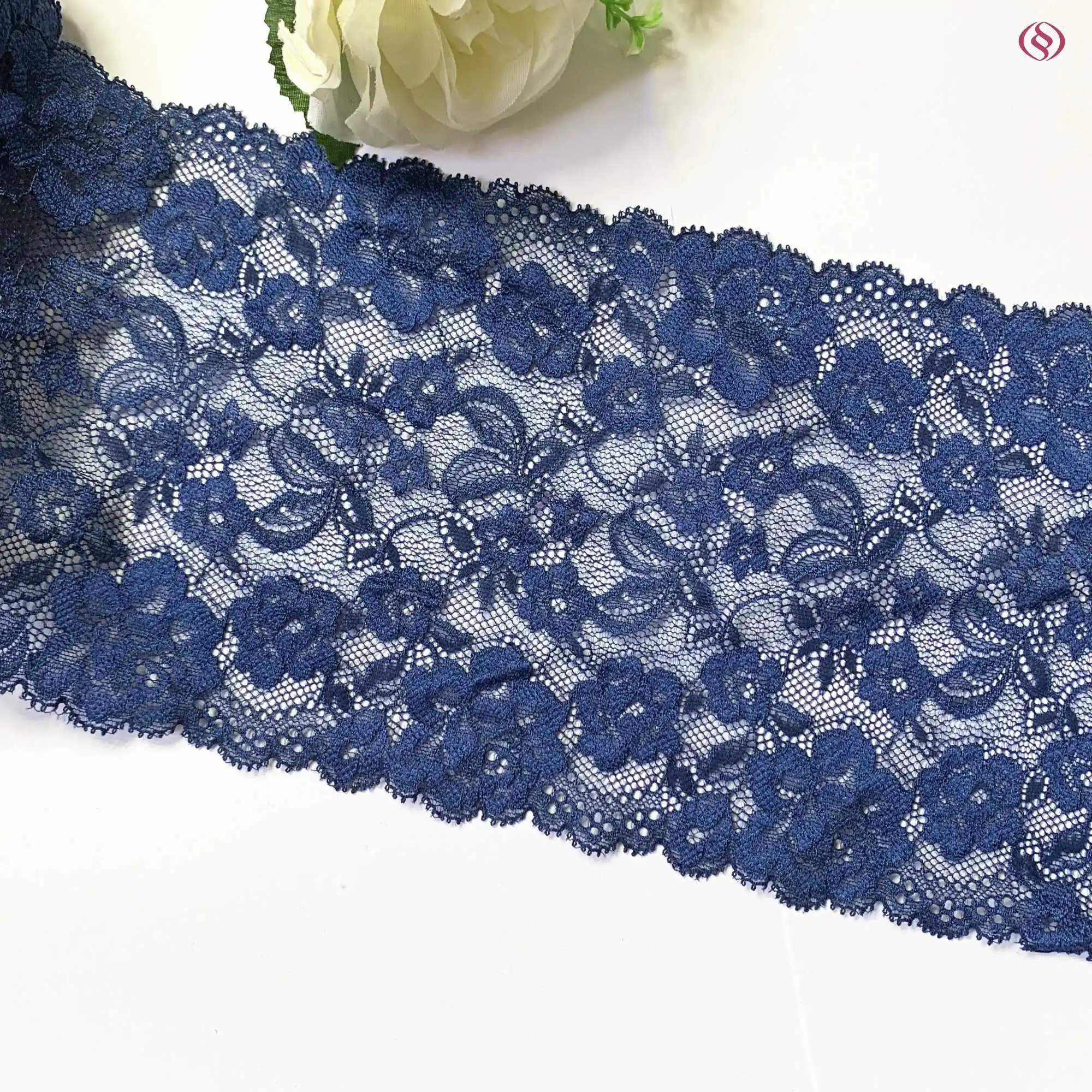 

3y/lot 17cm dark blue elastic lace trim DIY craft sewing decor garment accessory lace wholesales DIY material