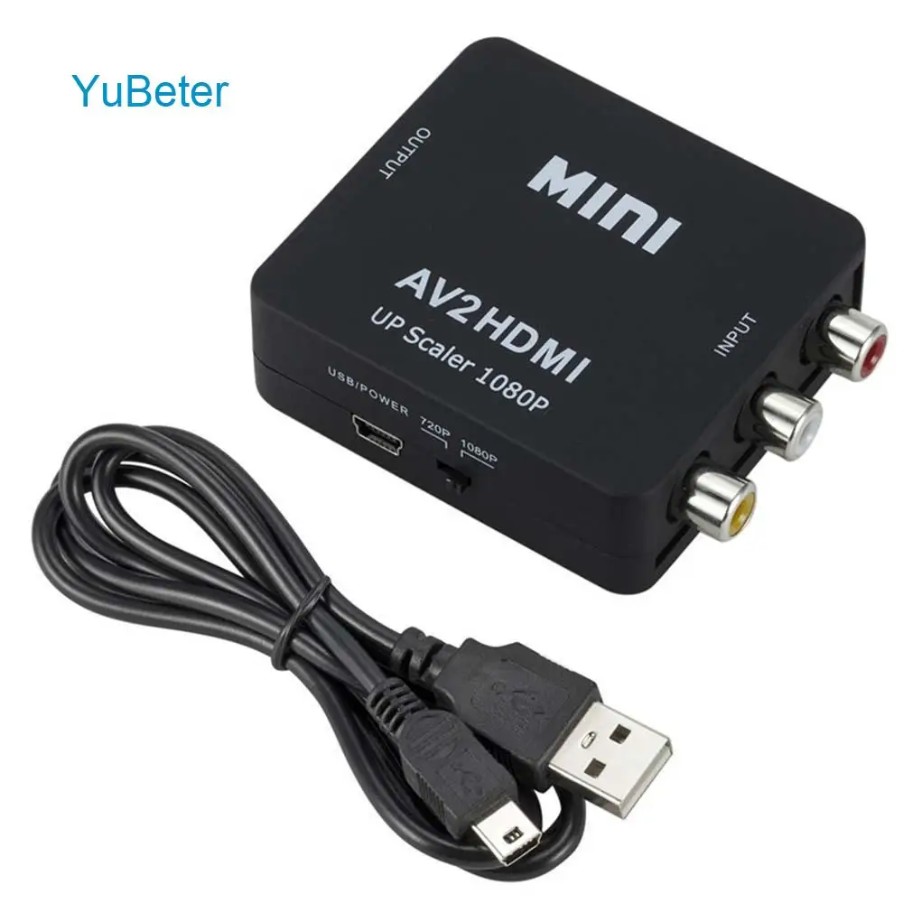 HDMI zu AV Converter AV auf HDMI Konverter Unterstützung 1080P mit USB Ladekabel