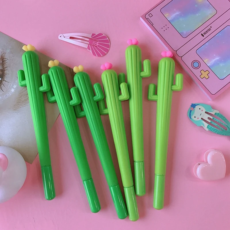 

0.5mm Novelty Cute 3D Green Cactus Cacti Succulent Plants Gel Ink Pen Kawaii Escolar Papelaria Gift School Stationery