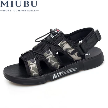 

MIUBU Sandals Men shoes 2020 Gladiator Men's Sandals Roman Men Shoes Summer Flip Flops Brown Black Camouflag Flat Sandals